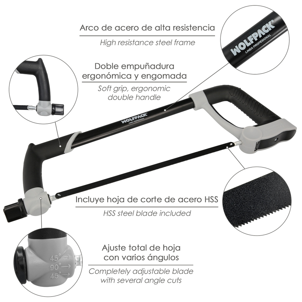 Arco Sierra Acero Con Doble Empuñadura Engomada mango engomado